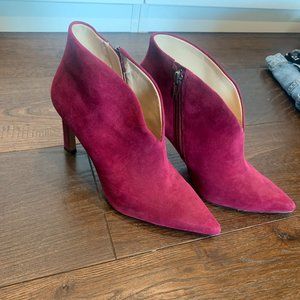 Vince Camuto Wine Red Heeled Booties with V